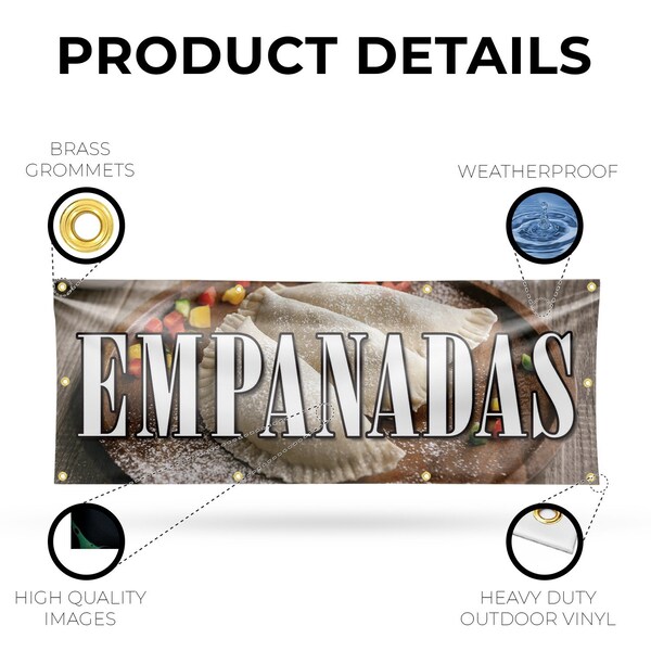 Signmission Empanadas, 36 Inch x 96 Inch, Vinyl Banner - B-96-30559