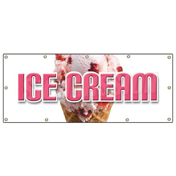 Signmission ICE CREAM BANNER SIGN cart shop cone signs sundae homemade - B-120 ICE CREAM
