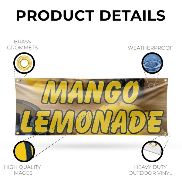 Signmission Mango Lemonade, 18 Inch x 48 Inch, Vinyl Banner - B-30729