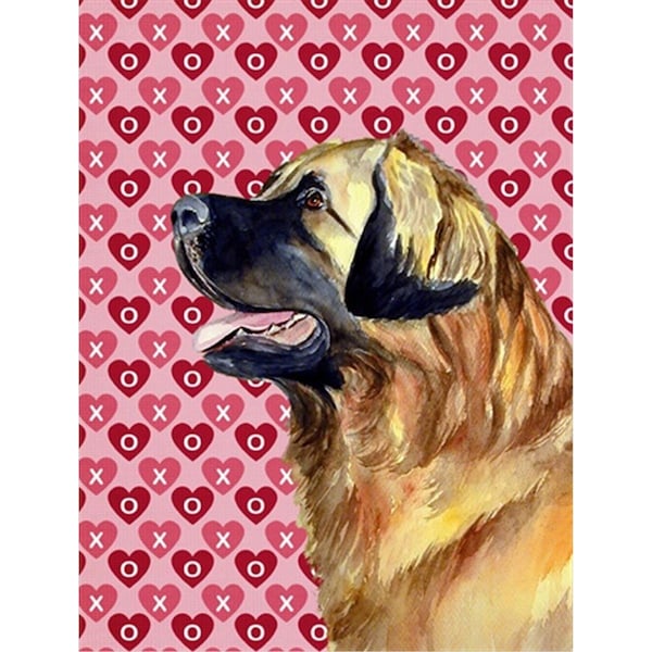 Patioplus 11 x 15 in. Leonberger Hearts Love And Valentines Day Portrait Flag Garden Size - PA631483