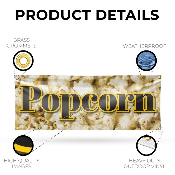 Signmission Popcorn, 48 Inch x 120 Inch, Vinyl Banner - B-120-30814
