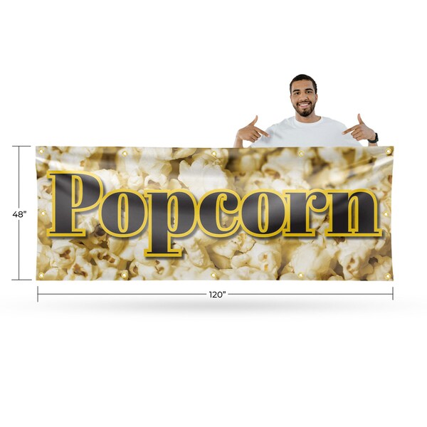 Signmission Popcorn, 48 Inch x 120 Inch, Vinyl Banner - B-120-30814