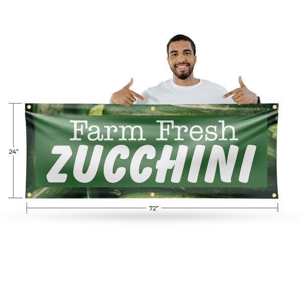 Signmission Farm Fresh Zucchini, 24 Inch x 72 Inch, Vinyl Banner - B-72-30622