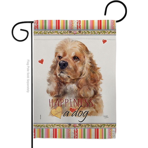 Gardencontrol 13 x 18.5 in. Dog Cocker Spaniel Happiness Double-Sided Decorative Vertical Garden Flag - GA2061944