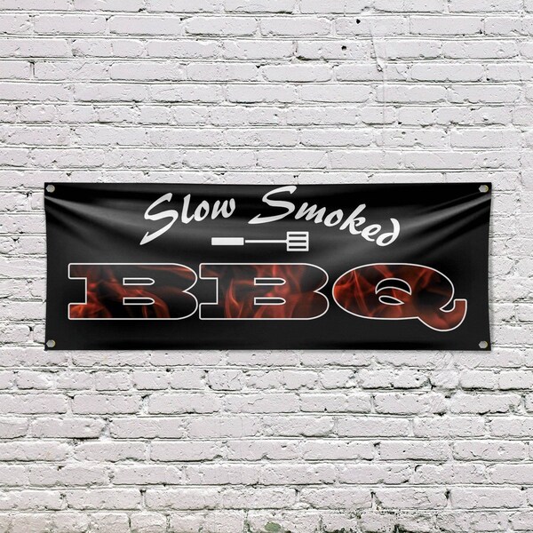 Signmission Slow Smoked BBQ, 18 Inch x 48 Inch, Vinyl Banner - B-30855