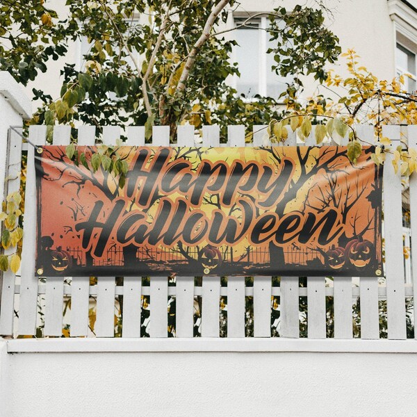 Signmission Happy Halloween, 24 Inch x 72 Inch, Vinyl Banner - B-72-30692