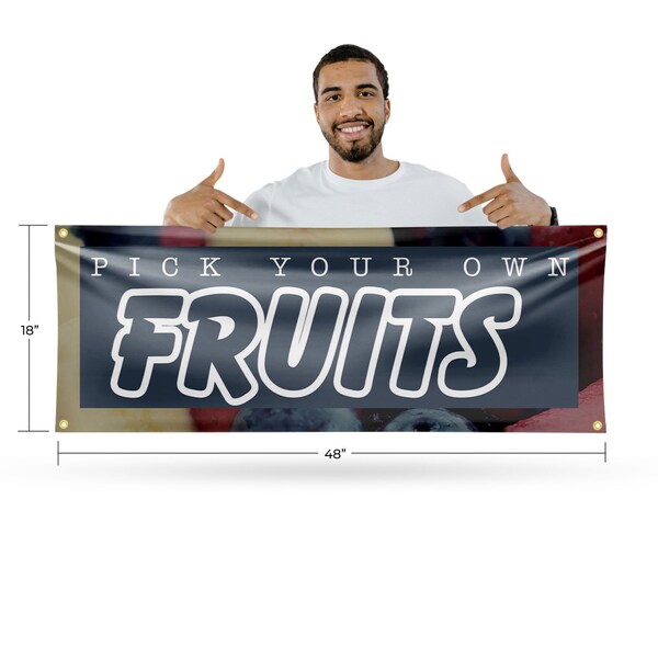 Signmission Pick Your Own Fruits, 18 Inch x 48 Inch, Vinyl Banner - B-30791