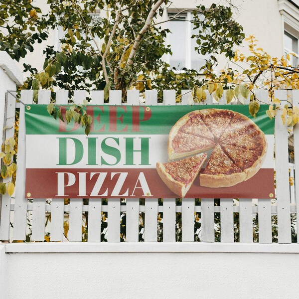 Signmission Deep Dish Pizza, 24 Inch x 72 Inch, Vinyl Banner - B-72-30535