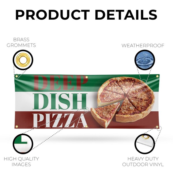 Signmission Deep Dish Pizza, 24 Inch x 72 Inch, Vinyl Banner - B-72-30535