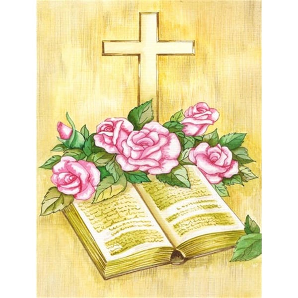 Patioplus Easter Cross & Bible with Roses Flag Canvas House Size - PA729975