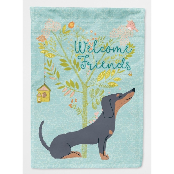 Carolines Treasures Welcome Friends Black Tan Dachshund Flag - Canvas House Size - CA70045