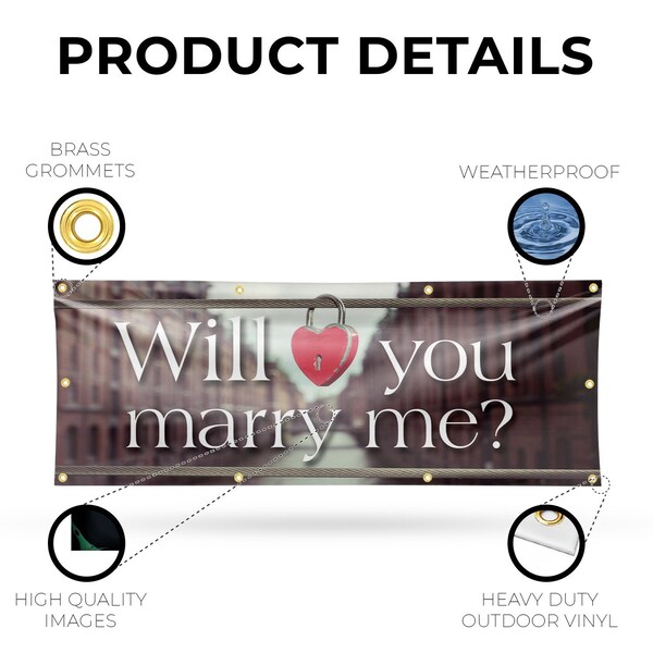 Signmission Will You Marry Me, 36 Inch x 96 Inch, Vinyl Banner - B-96-30943