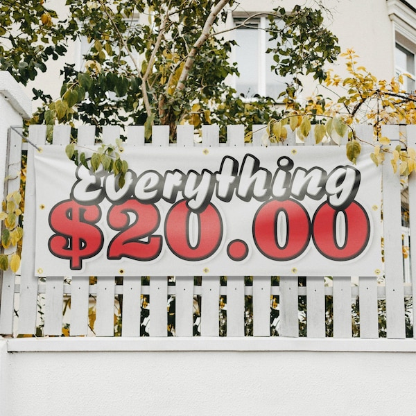 Signmission Everything 20 Dollars, 48 Inch x 120 Inch, Vinyl Banner - B-120-30568