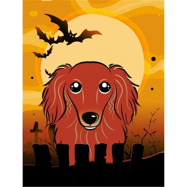 Carolines Treasures Halloween Longhair Red Dachshund Flag Garden Size - BB1772GF