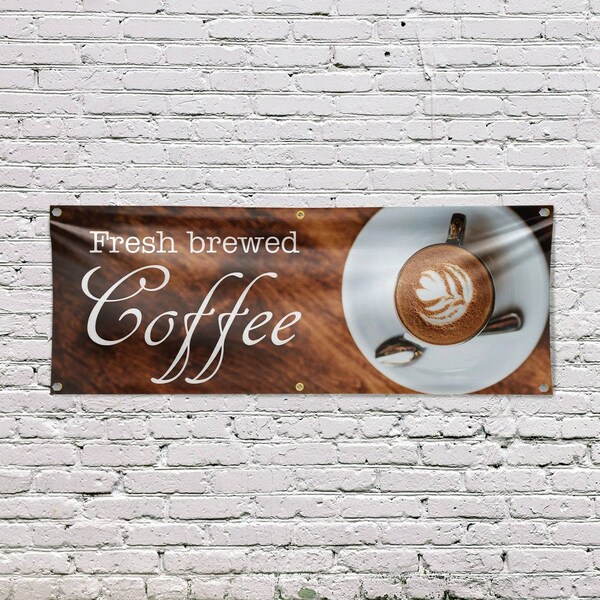 Signmission Fresh Brewed Coffee, 24 Inch x 72 Inch, Vinyl Banner - B-72-30652