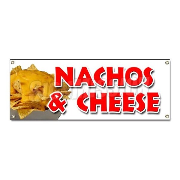 Signmission NACHOS & CHEESE BANNER SIGN snack melted mexican food tacos tex mex - B-NACHOS & CHEESE