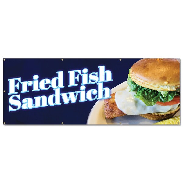 Signmission Fried Fish Sandwich, 36 Inch, Banner - B-96-30379