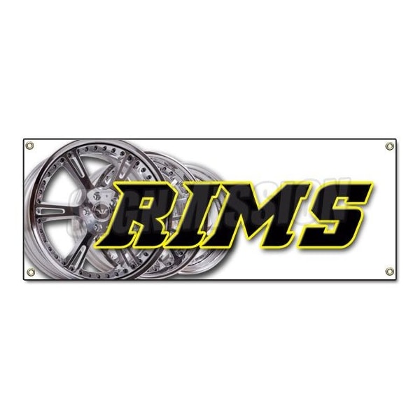 Signmission RIMS BANNER SIGN wheels tires car rims truck suv dubs automotive auto repair - B-RIMS