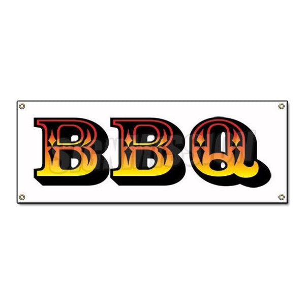 Signmission BBQ BANNER SIGN barbque bbq smoker ribs chicken cart signs bar-b-que - B-BBQ BANNER