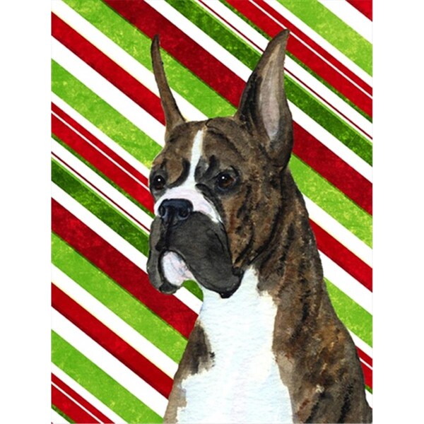 Patioplus 11 x 15 In. Boxer Candy Cane Holiday Christmas Flag; Garden Size - PA246811