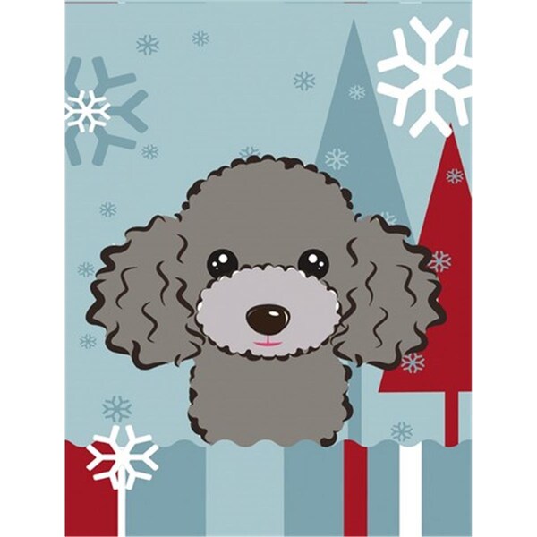 Patioplus Winter Holiday Silver Gray Poodle Flag Garden Size - PA255374