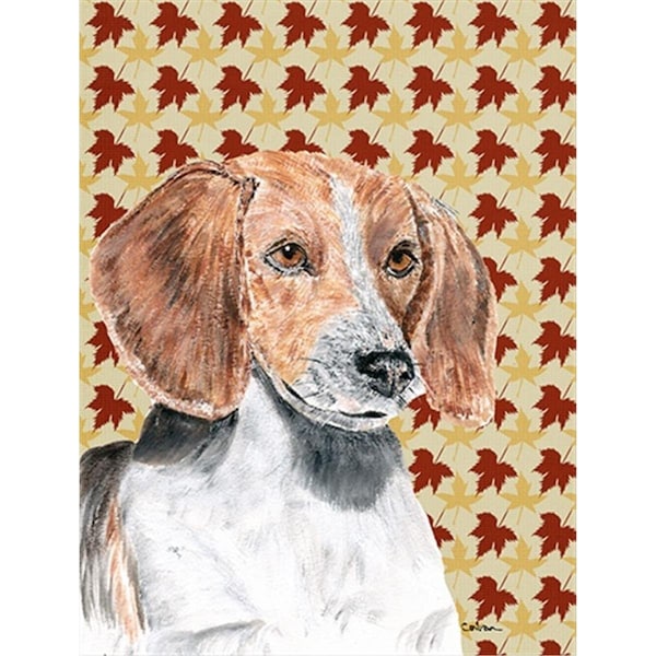 Carolines Treasures English Foxhound Fall Leaves Flag Canvas House Size - SC9551CHF