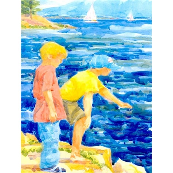 Carolines Treasures 28 x 40 In. The Boys At The Lake Or Beach Flag Canvas- House Size - 6008CHF