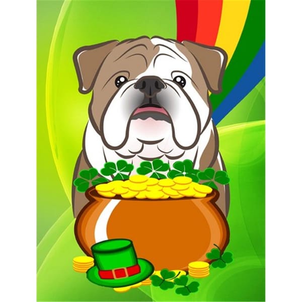 Patioplus English Bulldog St. Patricks Day Flag Garden - PA253856