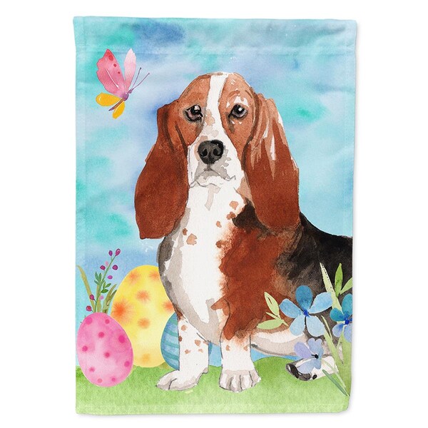 Carolines Treasures Easter Eggs Basset Hound Flag Canvas House Size - CK1927CHF