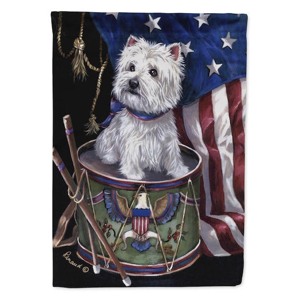 Patioplus 28 x 0.01 x 40 in. Westie Little Drummer Boy USA Canvas House Flag - PA2553506