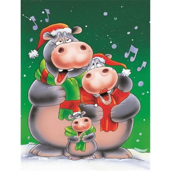 Patioplus Hippo Family Caroling Flag Garden Size - PA2556880
