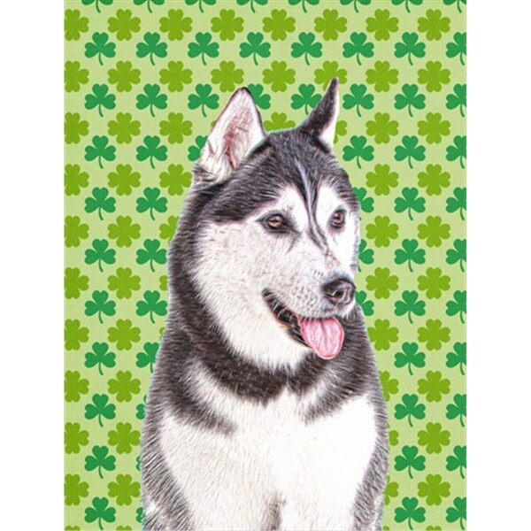Carolines Treasures St. Patricks Day Shamrock Alaskan Malamute Flag Canvas House Size - KJ1196CHF