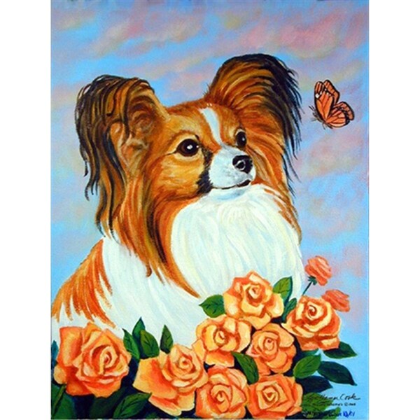 Carolines Treasures 28 x 40 in. Papillon House Size Canvas Flag - 7246CHF