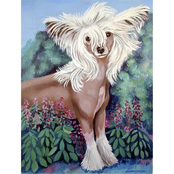 Carolines Treasures Chinese Crested in flowers Flag Canvas House Size - 7052CHF