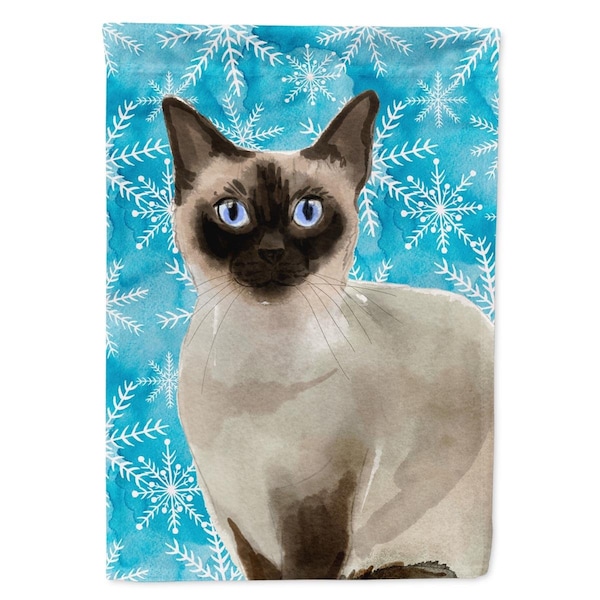 Carolines Treasures Siamese Winter Snowflake Flag Canvas House Size - CK3114CHF