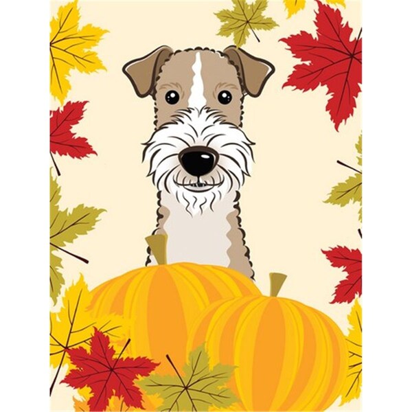 Carolines Treasures Wire Haired Fox Terrier Thanksgiving Canvas House Flag - BB2053CHF