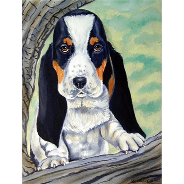 Patioplus 11 x 15 in. Basset Hound At The Tree Flag Garden Size - PA631426