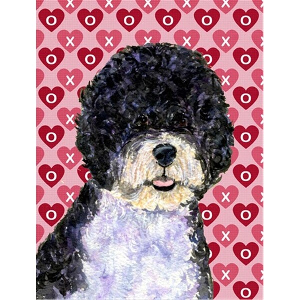 Patioplus 11 x 15 In. Portuguese Water Dog Hearts Love Valentines Day Flag; Garden Size - PA247226