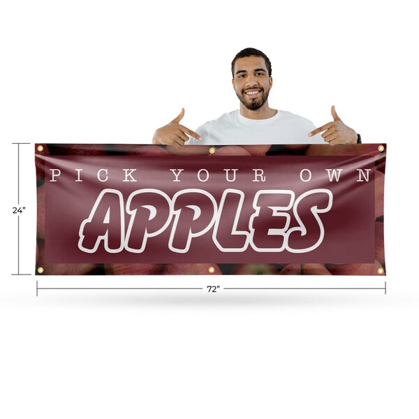 Signmission Pick Your Own Apples, 24 Inch x 72 Inch, Vinyl Banner - B-72-30788