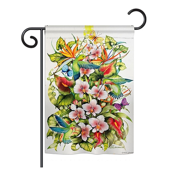 Gardencontrol 13 x 18.5 in. Orchid Splendor with Birds Garden Friends Impressions Decorative Garden Flag - GA1485896