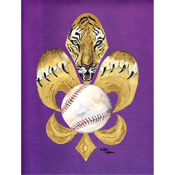Carolines Treasures 11 x 15 in. Tiger Fleur de lis Baseball Garden Size Flag - 8476GF