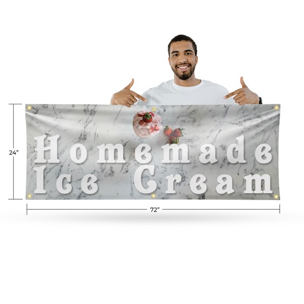Signmission Homemade Ice Cream, 24 Inch x 72 Inch, Vinyl Banner - B-72-30696
