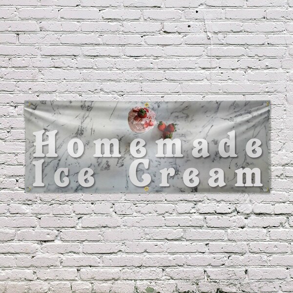 Signmission Homemade Ice Cream, 24 Inch x 72 Inch, Vinyl Banner - B-72-30696
