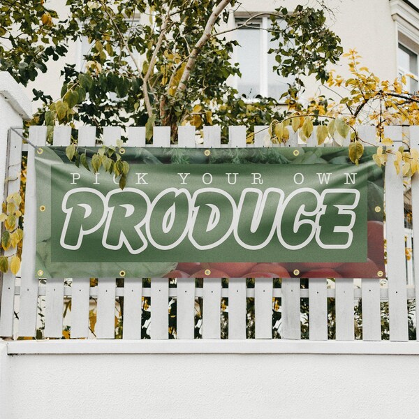 Signmission Pick Your Own Produce, 48 Inch x 120 Inch, Vinyl Banner - B-120-30796