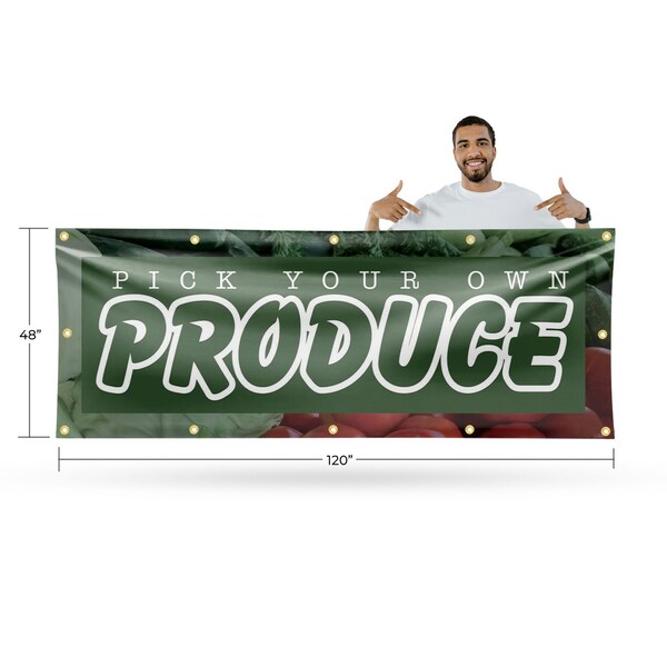 Signmission Pick Your Own Produce, 48 Inch x 120 Inch, Vinyl Banner - B-120-30796