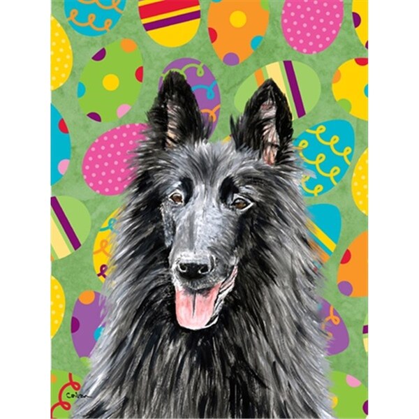 Patioplus 11 x 15 in. Belgian Sheepdog Easter Eggtravaganza Garden Size Flag - PA714086