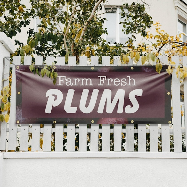 Signmission Farm Fresh Plums, 48 Inch x 120 Inch, Vinyl Banner - B-120-30609