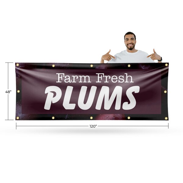 Signmission Farm Fresh Plums, 48 Inch x 120 Inch, Vinyl Banner - B-120-30609