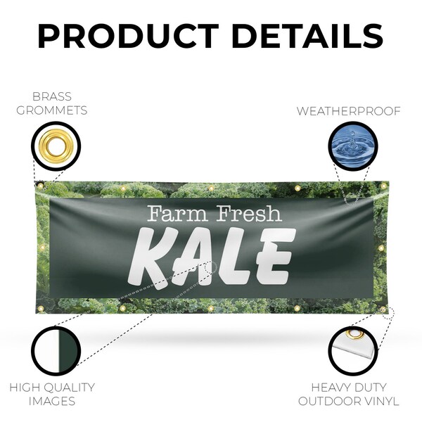 Signmission Farm Fresh Kale, 48 Inch x 120 Inch, Vinyl Banner - B-120-30598