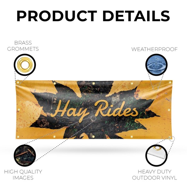 Signmission Hay Rides, 48 Inch x 120 Inch, Vinyl Banner - B-120-30694